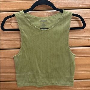 Freshwear Olive Green Ribbed Crop Top